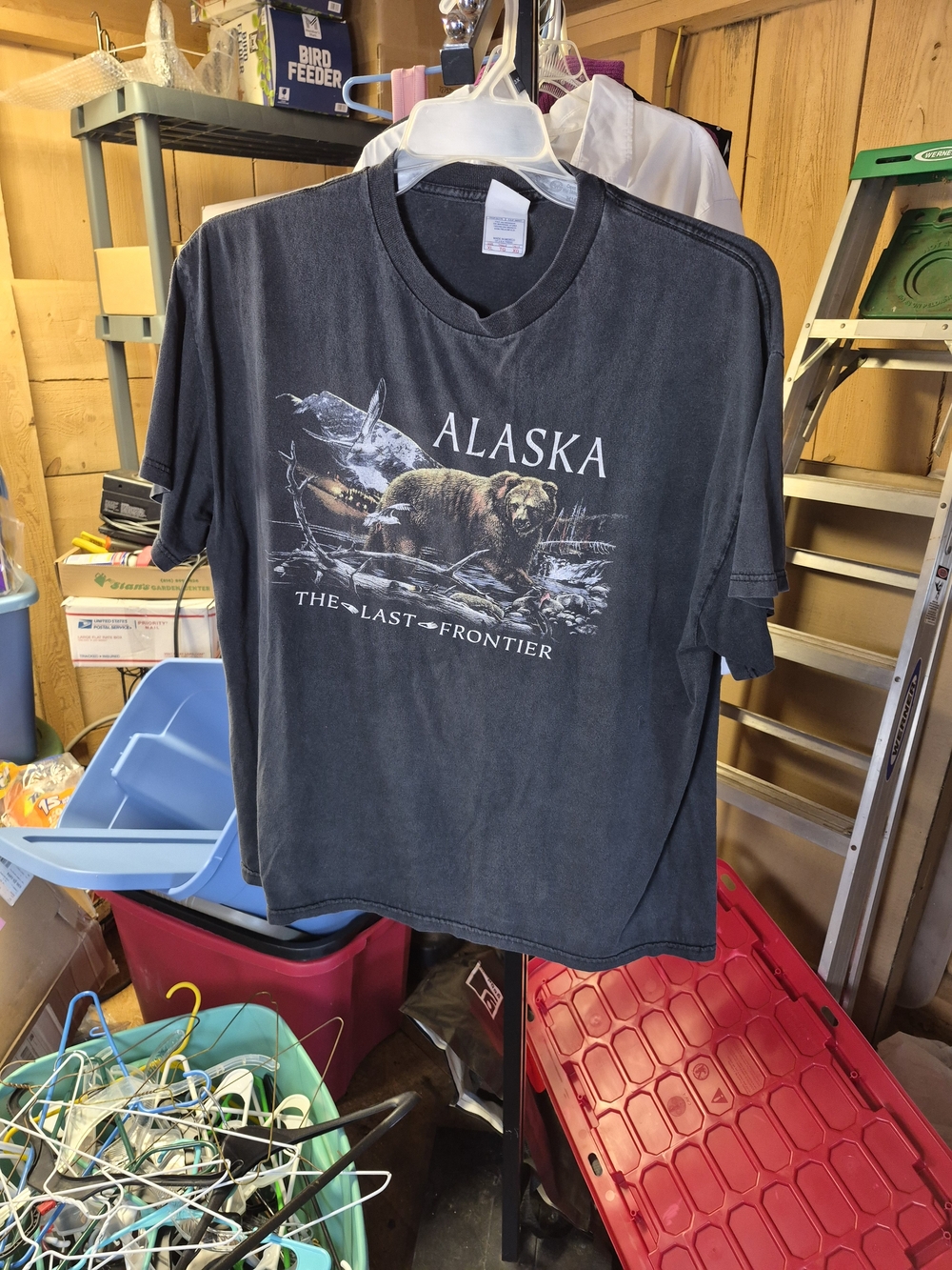 Alaska Bear Graphic Short Sleeve T-Shirt in Charcoal Gray Bin 66